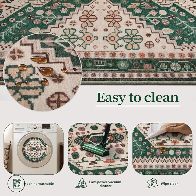Ciicool Long Washable Runners Area Rug for Hallways,Ultra Soft 2x8ft Carpet | Oriental Non-Slip Thin Indoor Mat Vintage Entry Rugs for Kitchen Entryway Bedroom Bedside Living Room Laundry Bathroom Decor