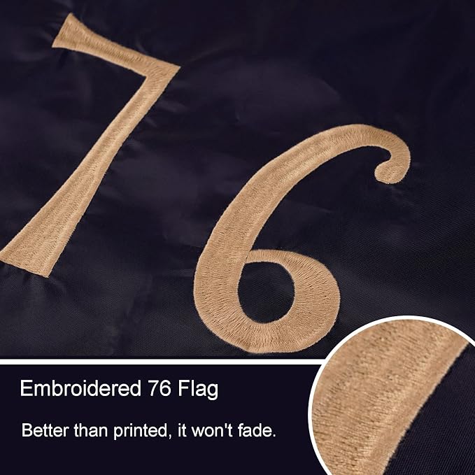 Bradford Tea-Stained Bennington 1776 Flag 3x5 ft Outdoor Embroidered Vintage 76 Betsy Ross Flags, American 250th Anniversary 13 Colonies Flag Heavy Duty with 2 Brass Grommets
