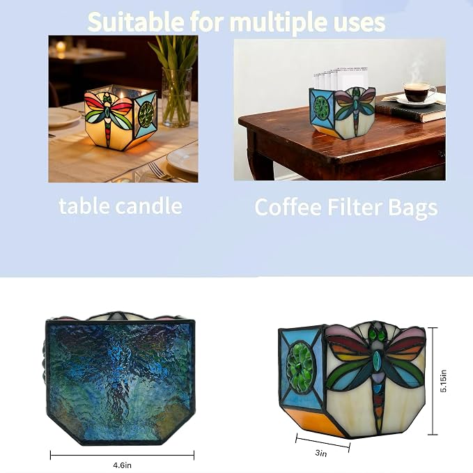 Handcrafted Stained Glass Dragonfly Planter, Decorative Indoor Flower Pot, Succulent Pots with Drainage, Gifts for Plant Lovers