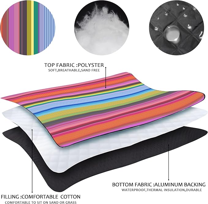 Picnic Blankets Beach Blanket 80" X 80" Extra Large Waterproof Camping Blankets Portable Outdoor Mat 3-Layer Blanket for Beach, Hiking, Park, Music Festival, Grass Lawn,Travel