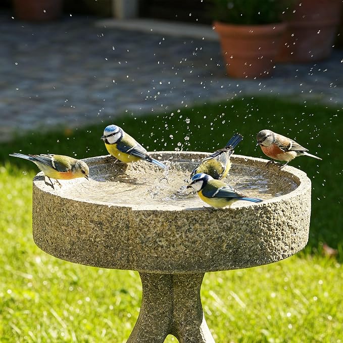 SKYFIRE 21.8" H Outdoor Birdbath for Garden -Fibre Reinforced Concrete Large Bird Bath Outdoor Decor with Modern Pedestal for Garden, Patio, Lawn -15.7”Dia. X 21.8”H Contemporary Birdbaths&Supports