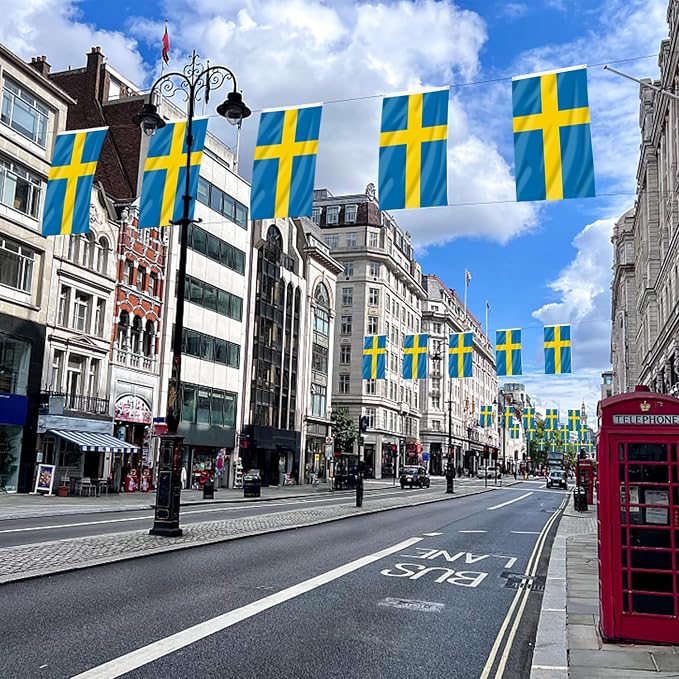 AhfuLife 2 Pcs Swedish flag Sweden Flag 3x5 Ft, Large Swedish National Flags for Outside - Double Side with Brass Eyelets for Olympic Party Decorations, Bar Garden Street Decoration Indoor Outdoor