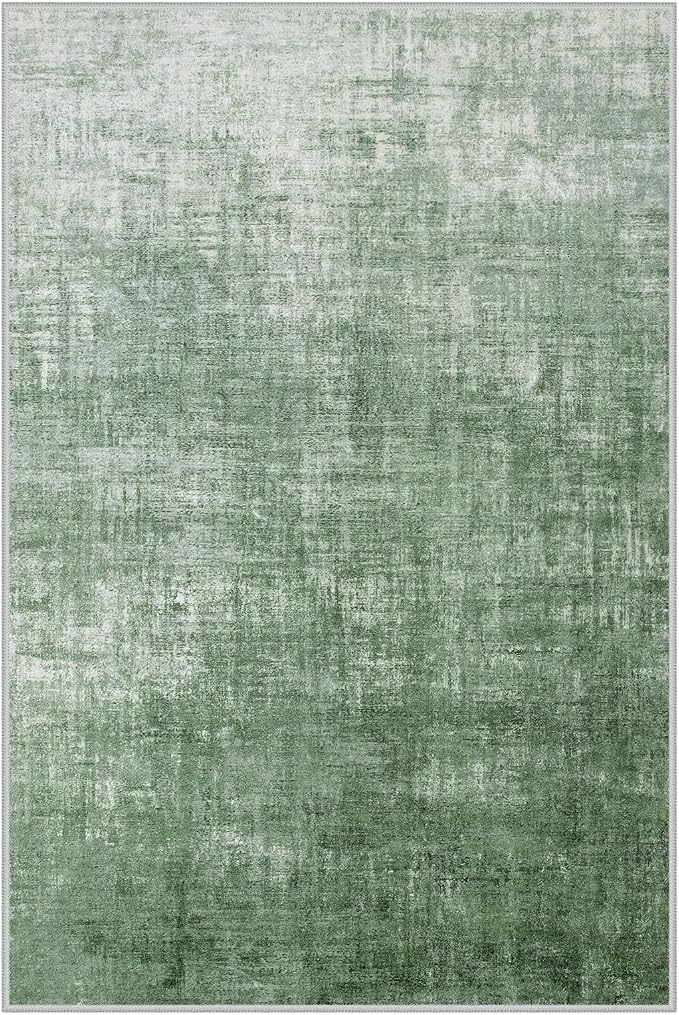 Lahome Green 6x9 Area Rugs Boho Washable Rugs for Living Room, Modern Abstract Rugs for Bedroom, Ombre Non-Slip Throw Dining Room Rug Carpet for Playroom Office Nursery(6'x9',Green)