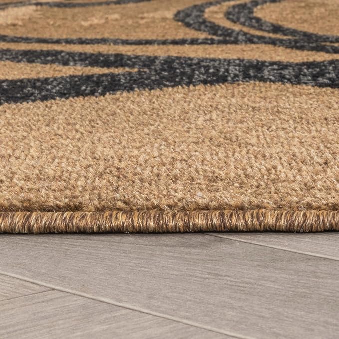 Rugshop Wavy Circles Modern Non-Shedding Living Room Area Rug Jute 2' x 3' | Rectangular, Size 2' x 3', Bedroom, Dining Room, Home Office, Kitchen, Entryway, Hallway, Nursery, Kids Room, Guest Room