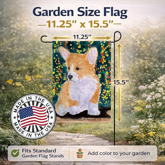 Caroline's Treasures SS8967GF Corgi Garden Flag Mailbox Flag Decorative Yard Flag Banner Outside Patio Artwork Yard Flower Beds, Garden Size, Multicolor