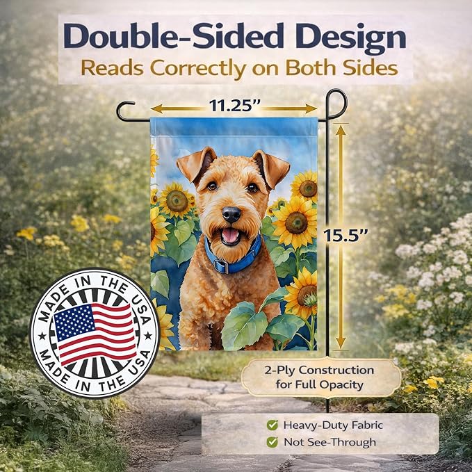 Caroline's Treasures DAC6114GF Lakeland Terrier in Sunflowers Garden Flag Mailbox Flag Decorative Yard Flag Banner Outside Patio Artwork Yard Flower Beds, Garden Size, Multicolor