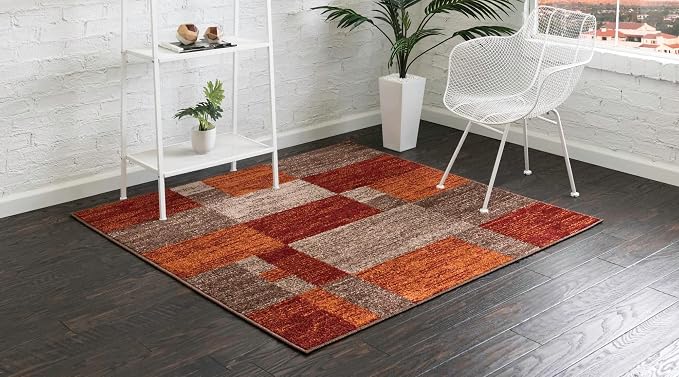 Unique Loom Autumn Collection Area Rug - Providence (7' 10" Square, Multi/ Beige)