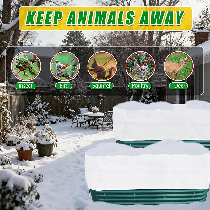 Frost Cloth Plant Freeze Protection, 4.6x2.3 FT Raised Bed Cover for Winter | Rectangular Plant Covers Freeze Protection with Insulated Liner, Frost Cloth Blanket for Outdoor Plants Raised Garden Beds