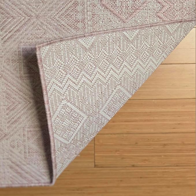 Gertmenian Indoor Outdoor Bohemian Area Rug - 5x7 Standard, Fade Resistant, Ideal for High Traffic in Living Room, Bedroom, Patio - Moroccan, Pink, 27109