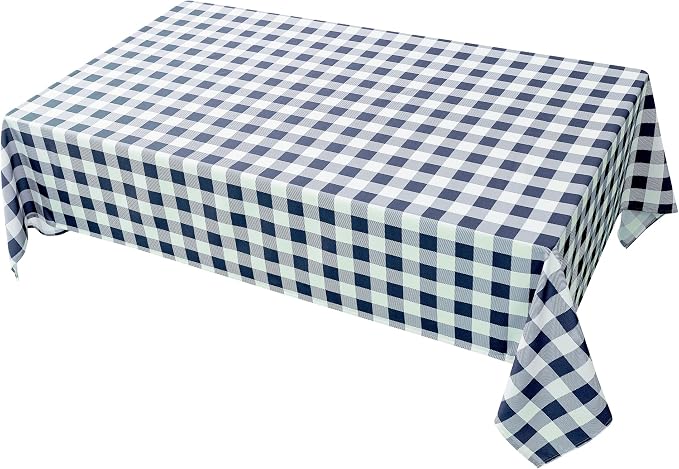 Classic Gingham Tablecloth Fabric - Oblong 58x120 Water Resistant Chequered Pattern Table Cloth for Indoor/Outdoor Use - Tabletop Cover for Birthday, Picnics, Gardens, and Parties