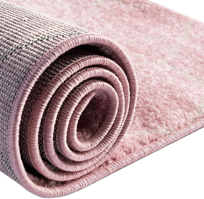 Unique Loom Trellis Frieze Collection Area Rug - Geometric (2' x 13' 1" Runner Light Pink/Ivory)