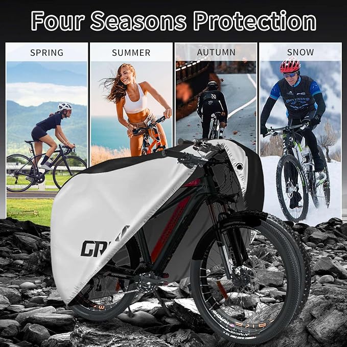 Bike Covers Outdoor Storage Waterproof. It Comes in 3 Colors and 2 Sizes. The Bike Cover is Equipped With a Bike Chain Lock