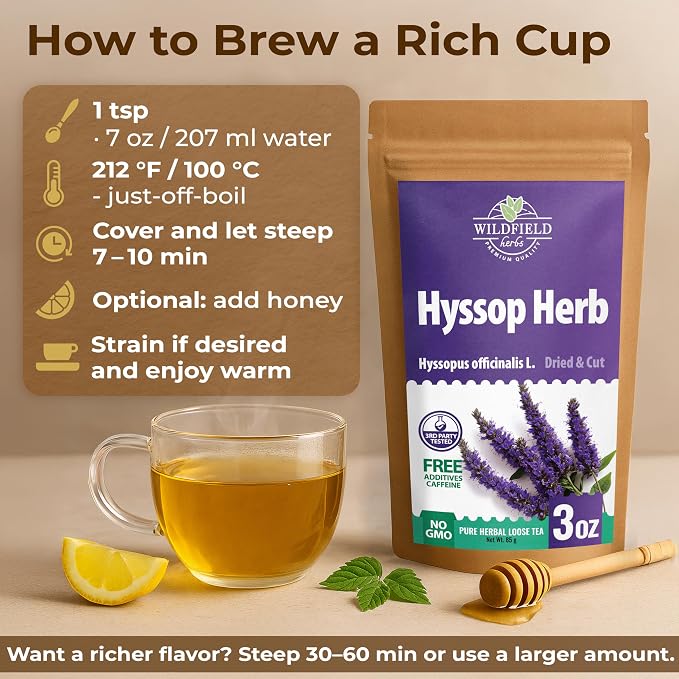 3 oz. Hyssop Dried Herb Hyssop Tea Herbal (Hyssópus Officinális) - 85 g Hyssops Hysopp Herb Hisopo