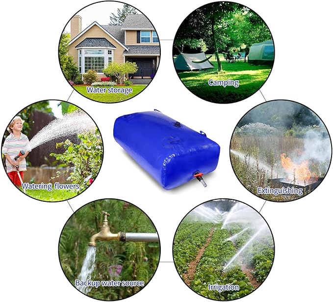 400 L/100 gal Water Bladder Storage Containers, Foldable Portable Water Tank Large Capacity Soft Water Bag, Drought Resistance, Fire Prevention, Emergency Water