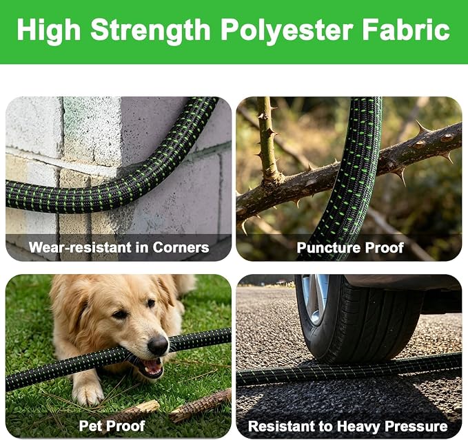 Garden Hose, 50Ft Ultra Flexible Water Hose, None-Expand,with 10 Function Sprayer,Ultra-Lightweight,Leak-Proof,Non-Slip Handle, Non-Kink Hoses for Yard, Outdoor (GreenBlack,50Ft)