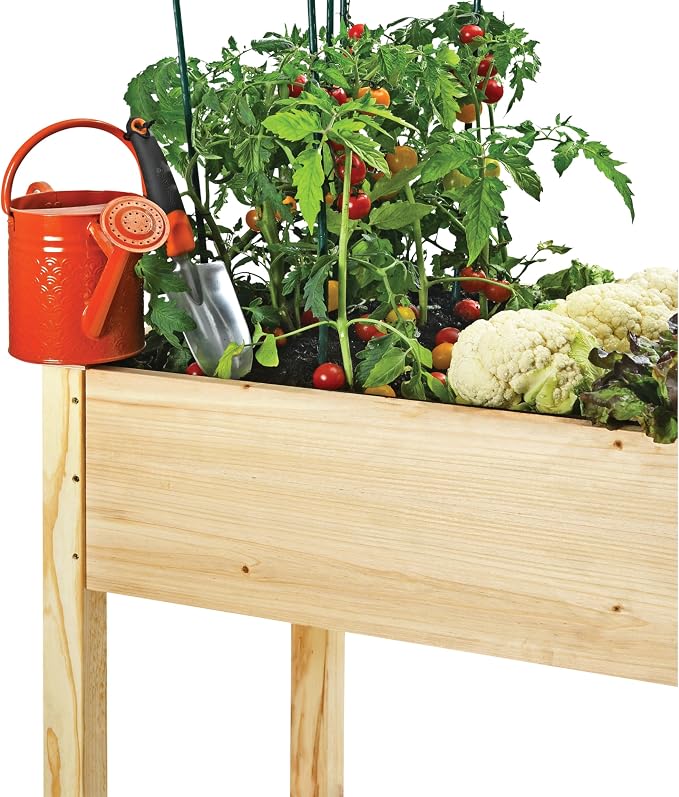 Maple99 Raised Garden Bed with Legs 48x24x30 - Natural Cedar Wood Elevated Planter Box with Bed Liner for Flowers, Veggies, Herbs - 200lb Capacity