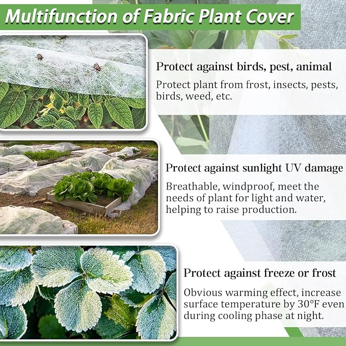 Plant Covers Freeze Protection, 10FT x 50FT 0.9oz Reusable Frost Cloth Plant Blankets Floating Row Cover for Garden Clod Winter Frost Sun Pest Protection