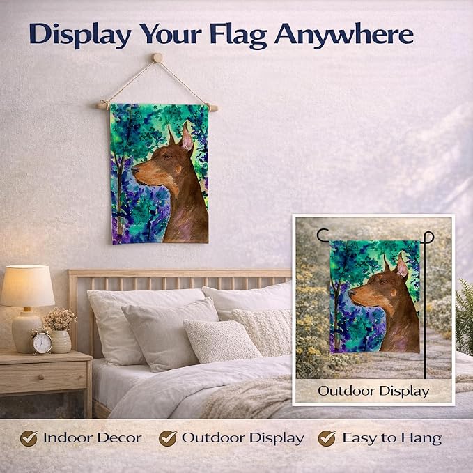 Caroline's Treasures SS8457GF Doberman Garden Flag Mailbox Flag Decorative Yard Flag Banner Outside Patio Artwork Yard Flower Beds, Garden Size, Multicolor