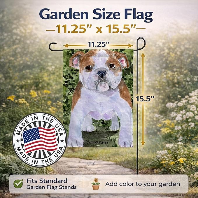 Caroline's Treasures SS8735GF English Bulldog Garden Flag Mailbox Flag Decorative Yard Flag Banner Outside Patio Artwork Yard Flower Beds, Garden Size, Multicolor