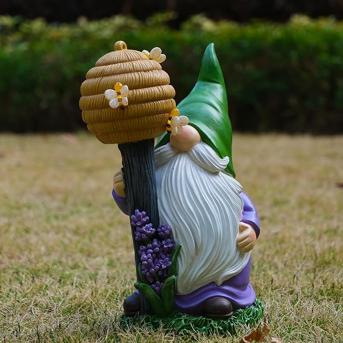 Solar Garden Outdoor Gnome Statues Yard Resin Decoration Gift Handmade Housewarming Gift for Patio Yard Lawn Waterproof Cracking