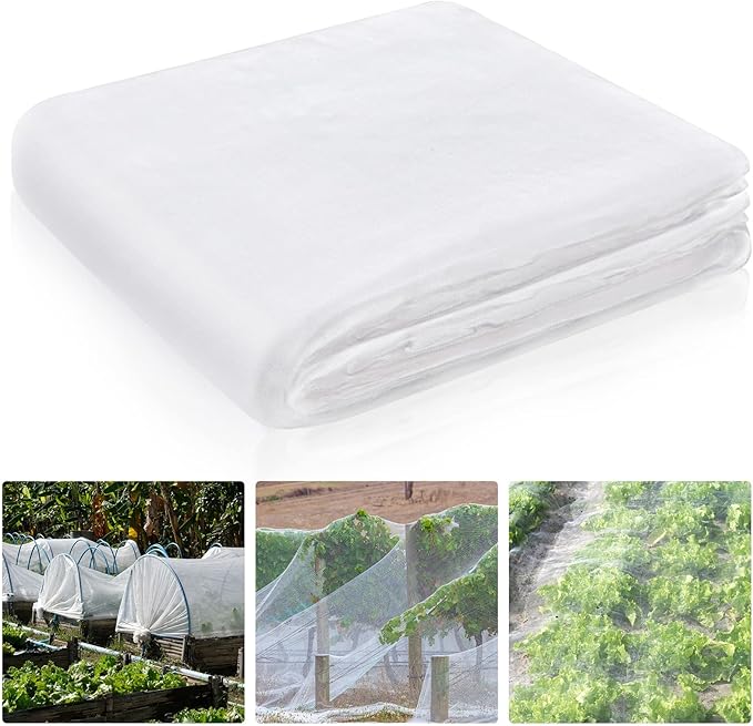 Hoolerry 20 x 25 ft Mosquito Netting Garden Netting for Raised Beds Ultra Fine Insect Net Large White Bird Mesh Barrier Greenhouse Row Cover Bug, Protect Vegetable Fruits Flowers Tree