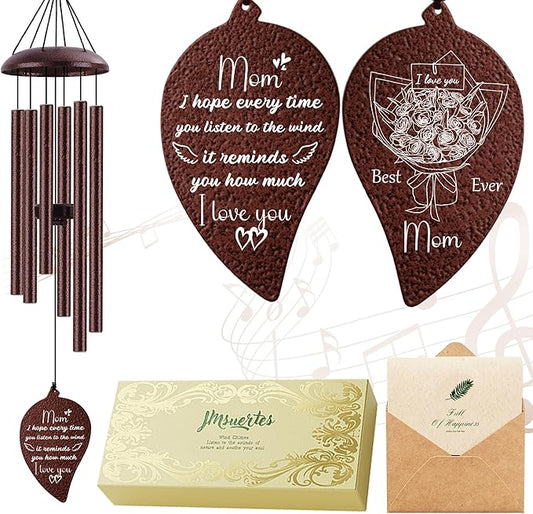 Gifts for Mom from Daughter Son,Bronze Wind Chimes, Best Mom Ever Gift for Mama Mother in Law，32"