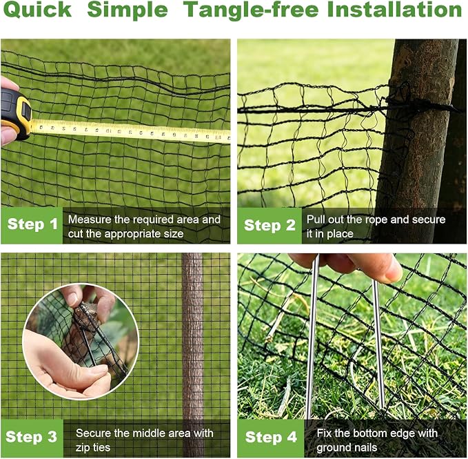 Deer Fence Netting, 4x75ft Heavy Duty Plastic Mesh Deer Fencing, 55GSM Garden Fence Animal Barrier, Bird Netting for Garden Protection, Reinforced Edge Temporary Fence for Tree Vegetable Raised Bed