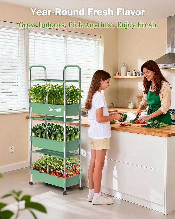 Growell 81 Pods Hydroponics Growing System Kit with Independent Water Pump | Vertical Indoor Herb Garden with 2 Light Modes & 2 Timer, Smart Water Circulation, 42L Water Tank, Movable & Space-Saving