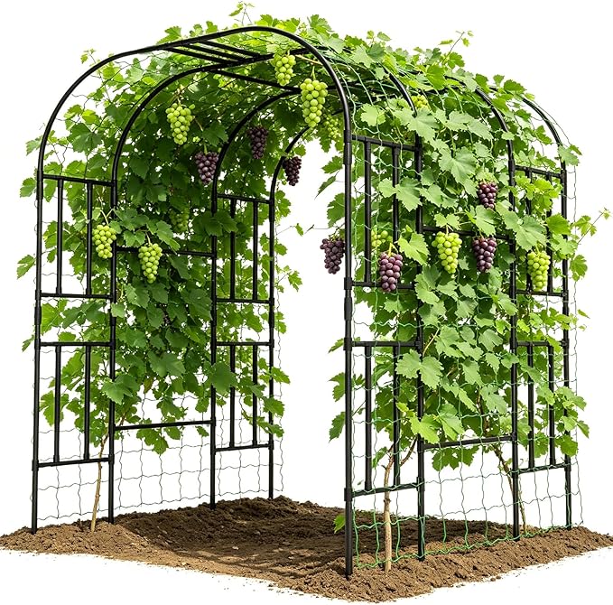 DoCred Large Garden Arch Trellis for Climbing Plants, 87 Inch Tall Metal Plant Support Trellis Archway for Climbing Vine Vegetable/Fruit/Flower Outdoor Yard Lawn Garden Arch Tunnel Trellis