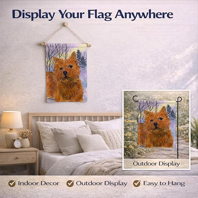 Caroline's Treasures SS1012GF Norwich Terrier Garden Flag Mailbox Flag Decorative Yard Flag Banner Outside Patio Artwork Yard Flower Beds, Garden Size, Multicolor