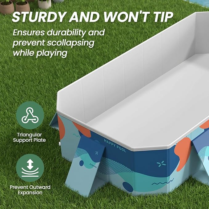 Foldable Pool, Outdoor 4-Layer PVC Non-Inflatable Swimming Pool (3M, Deft Blue)