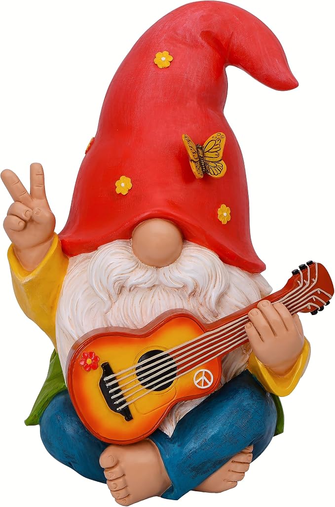 Mood Lab Garden Gnome 9.25 Inch Tall - Funny Hippie Gnome Figurine - Lawn Statue for Outdoor or House Decor