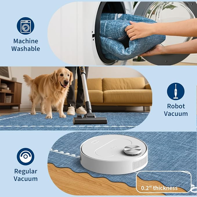 GarveeHome Scalloped Bow Rug 3x5 Washable Rugs for Living Room, Dark Blue | Non Slip Soft Low Pile Indoor Carpet for Nursery Girls Bedroom Decor Hallway Kids Room College Dorm Playroom
