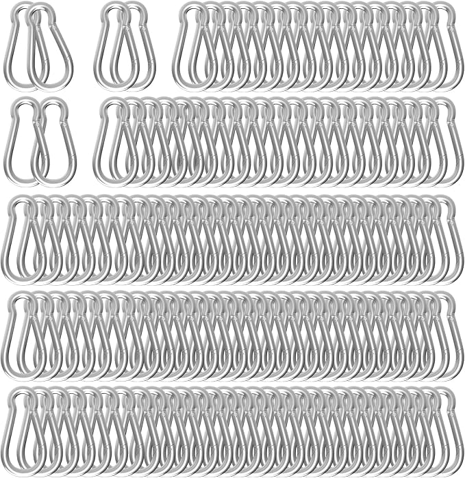 Heavy-Duty Carabiner Clip 1.57"–5.5", Black/Silver Spring Snap Hook, Quick Link Keychain Clip for Keys, Swing Set, Camping, Fishing, Hiking & Traveling (120–1350 lbs)