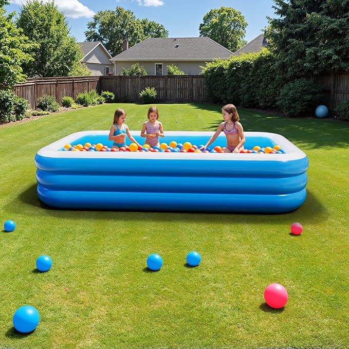 Inflatable Pool for Adults, 103'' x 65'' x 22'' Large Inflatable Pool for Adults, Blow up Pools, Rectangular Family Swimming Poo l, Oversized Thickened Family Inflatable Pools for Outdoor