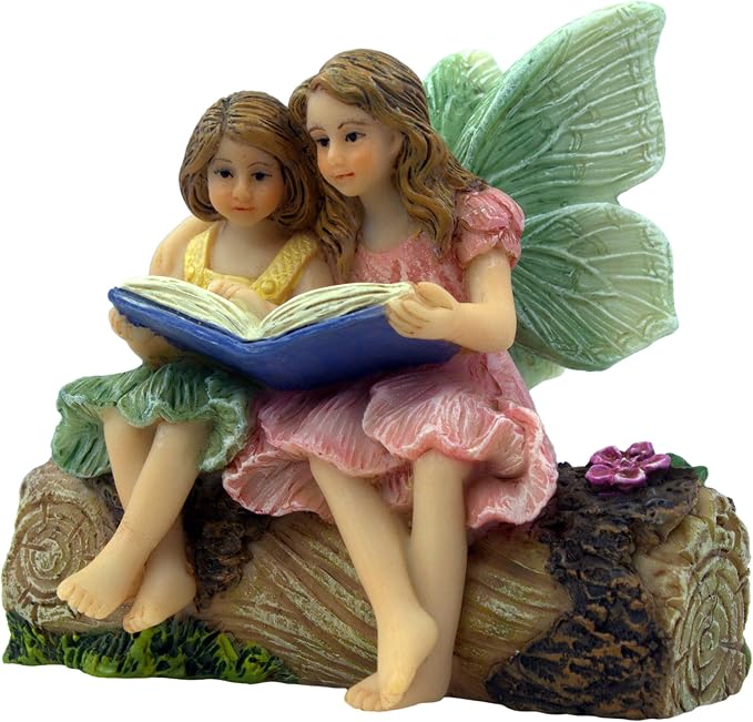 PRETMANNS Fairies for Fairy Garden Accessories Outdoor Indoor Miniature Garden Figurines Hand-Painted Resin Fairy Figures Set 2 Sitting Sisters Fairy Buddies | Hand-Painted Resin Ornament Figurines, Outdoor or Indoor Miniature Garden, Adorable Design