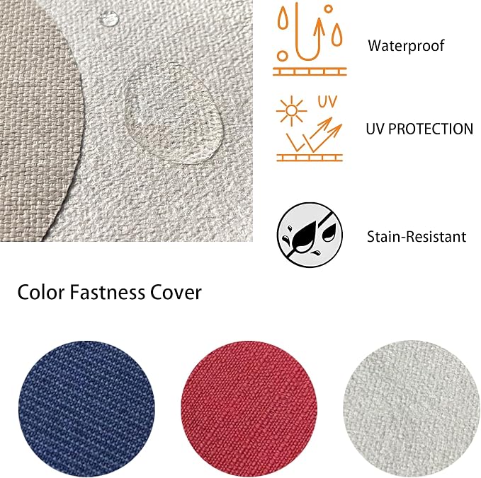 19"x19" Outdoor Universal Cushion Set of 1, Patio Cushions with Handles & Ties, Water-Proof Stain-Resistant UV Resistant Weather Resistant High Resilience Foam with YKK Zippers,Riverbed