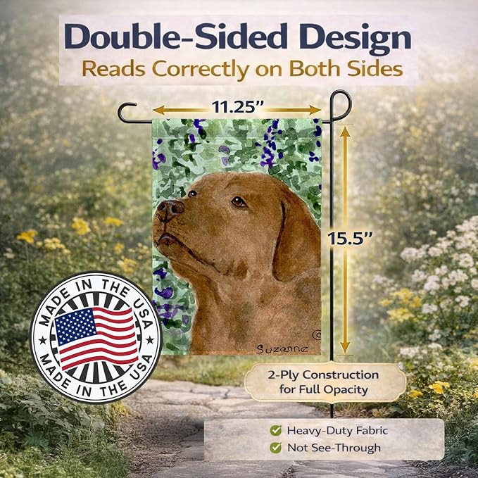 Caroline's Treasures SS8743GF Chocolate Labrador Garden Flag Mailbox Flag Decorative Yard Flag Banner Outside Patio Artwork Yard Flower Beds, Garden Size, Multicolor