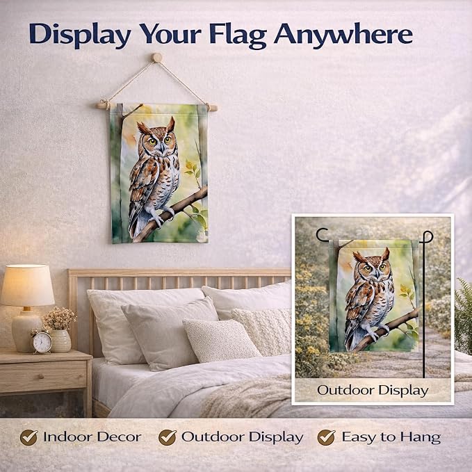 Caroline's Treasures Eastern Screech Owl Garden Flag Mailbox Flag Decorative Yard Flag Banner Outside Patio Artwork Yard Flower Beds, Garden Size, Multicolor