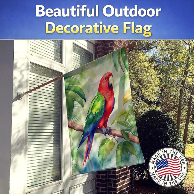 Caroline's Treasures Eclectus Parrot House Flag Large Porch Sleeve Pole Decorative Outside Yard Banner Artwork Wall Hanging, Polyester, House Size, Multicolor