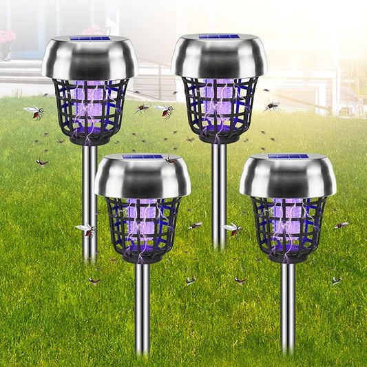2026 Solar Powered Bug Zapper Outdoor, Mosquito Killer IP65 Waterproof, Mosquito Repellent Outdoor for Patio Yard Garden Farm, Fly Traps Gnat Zapper for Small Flying Insect Bug Fly Gnat(4)