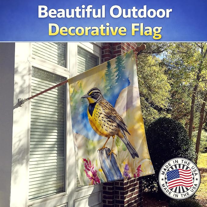 Caroline's Treasures Oregon Western Meadowlark House Flag Large Porch Sleeve Pole Decorative Outside Yard Banner Artwork Wall Hanging, Polyester, House Size, Multicolor