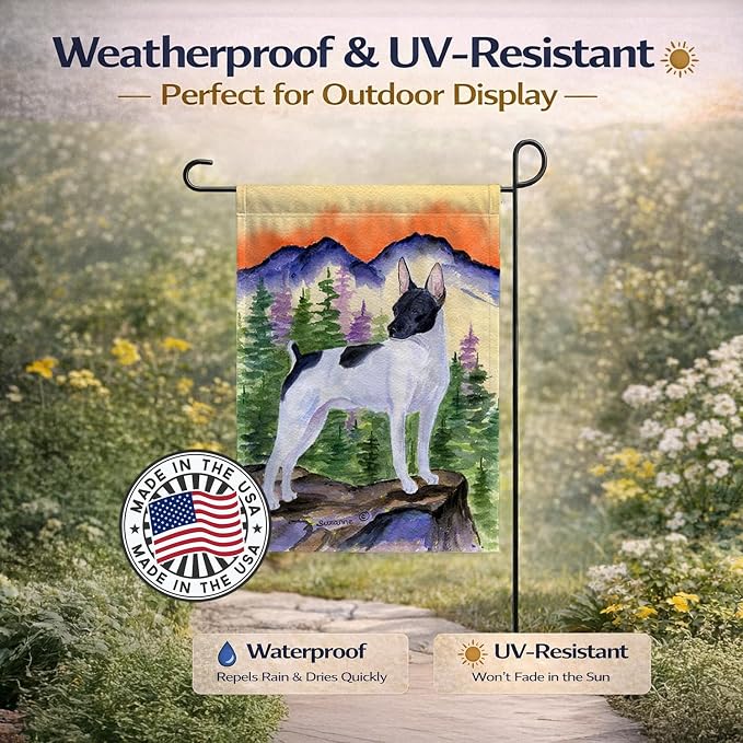Caroline's Treasures SS8224GF Rat Terrier Garden Flag Mailbox Flag Decorative Yard Flag Banner Outside Patio Artwork Yard Flower Beds, Garden Size, Multicolor