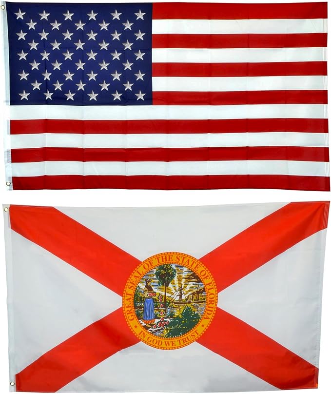 Shop72 American Flags for Outside, Set of Florida State with 3x5 American Flag, For Outdoor and Indoor, Allegiance to USA, This Garden Banner Made Heavy Duty, Bandera De Estados Unidos