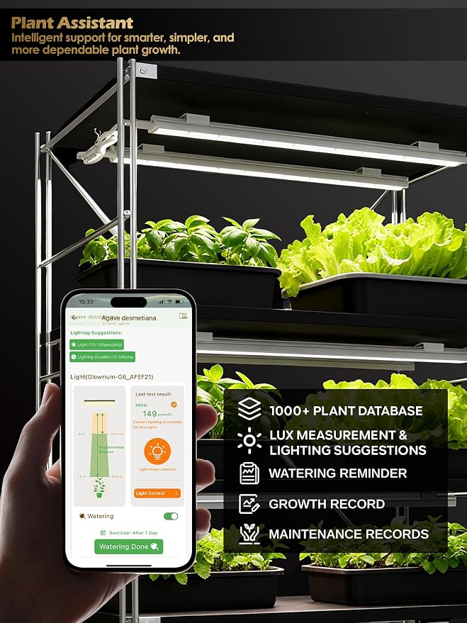 T5 Smart Grow Light for Indoor Plants,3500K Full Spectrum LED Plant Light Strips with 3/9/12H Auto Timer,Stepless Dimming,Modular Design，Plug and Play (White, 2 Pack)