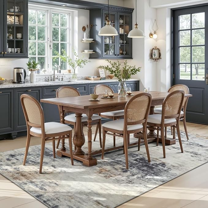 Toneed Washable 5x7 Area Rug with Non-Slip Backing for Living Room | Abstract Modern Rugs, Soft Low Pile Carpet for Bedroom Kitchen Dining Room Nursery Indoor Floor Office Home Decor, Grey/Brown
