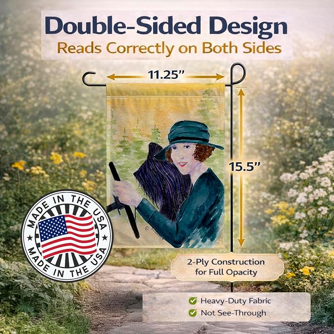 Caroline's Treasures SS8549GF Lady driving with her Briard Garden Flag Mailbox Flag Decorative Yard Flag Banner Outside Patio Artwork Yard Flower Beds, Garden Size, Multicolor