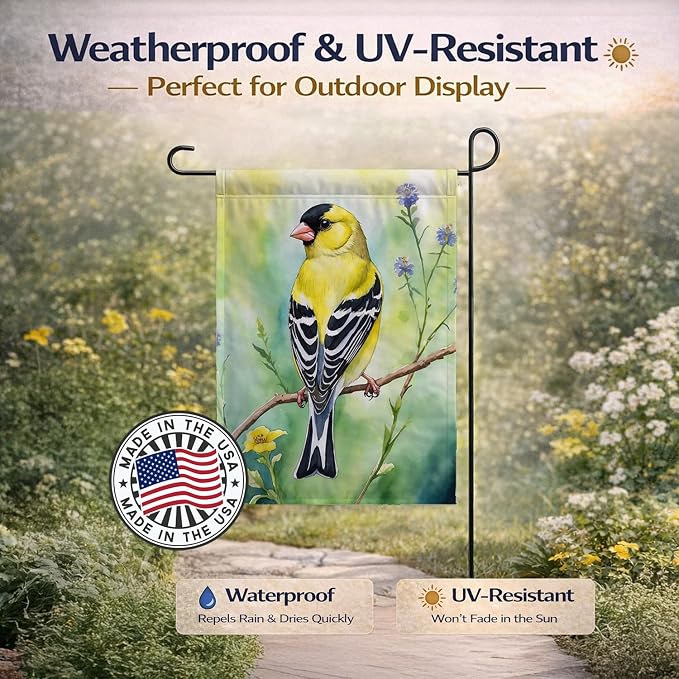 Caroline's Treasures American Goldfinch Garden Flag Mailbox Flag Decorative Yard Flag Banner Outside Patio Artwork Yard Flower Beds, Garden Size, Multicolor