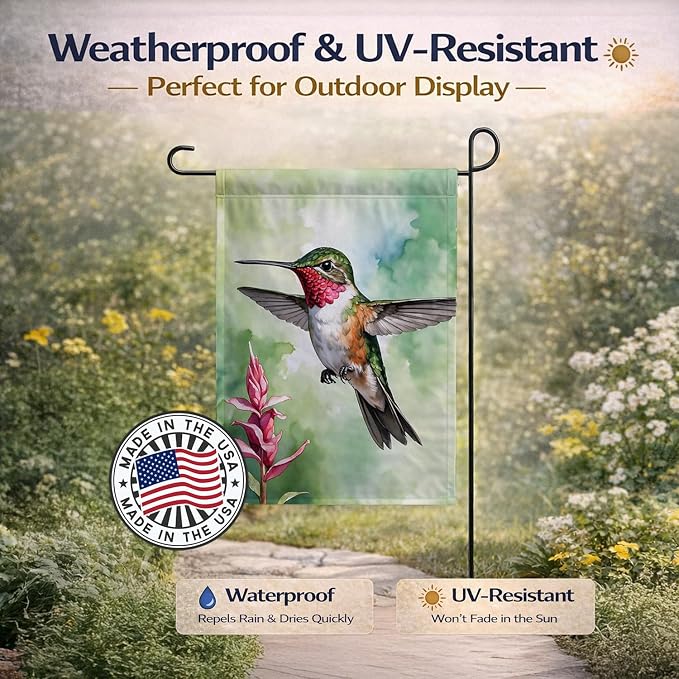 Caroline's Treasures Calliope Hummingbird Garden Flag Mailbox Flag Decorative Yard Flag Banner Outside Patio Artwork Yard Flower Beds, Garden Size, Multicolor