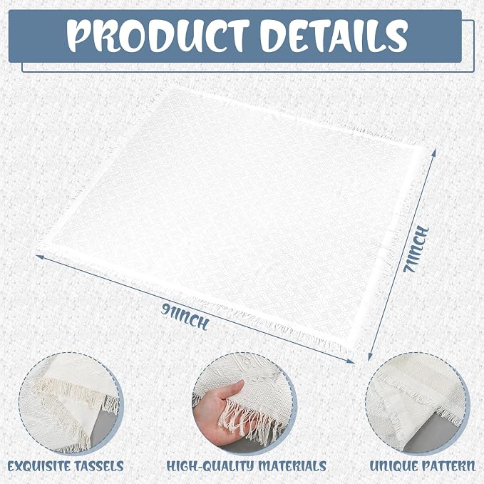 Beeveer Extra Large Outdoor Boho Picnic Blanket 91'' x 71'' Blue Table Runner 6 Throw Pillow Cover Woven Cotton Yarn Oversize Beach Blanket Washable for Picnic Camp Wedding